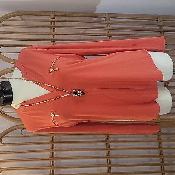 INC International Concepts Tops - INC International Concepts orange gold zipper pockets long sleeve dress shirt